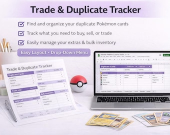 Pokemon Trade & Duplicate Tracker | Pokemon Card Inventory Spreadsheet | Trade Binder Organizer | Digital Download