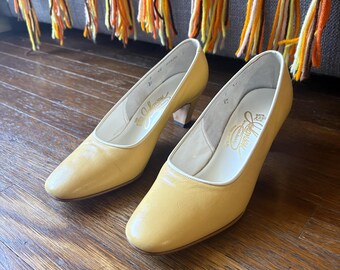 Vintage Johansen Gelbe Leder Pumps Gr. 37