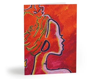 Sunset Silhouette Woman Greeting Cards | Blank Note Cards