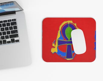 Ankh Symbol Mouse Pad | Egyptian Ankh on Red Background