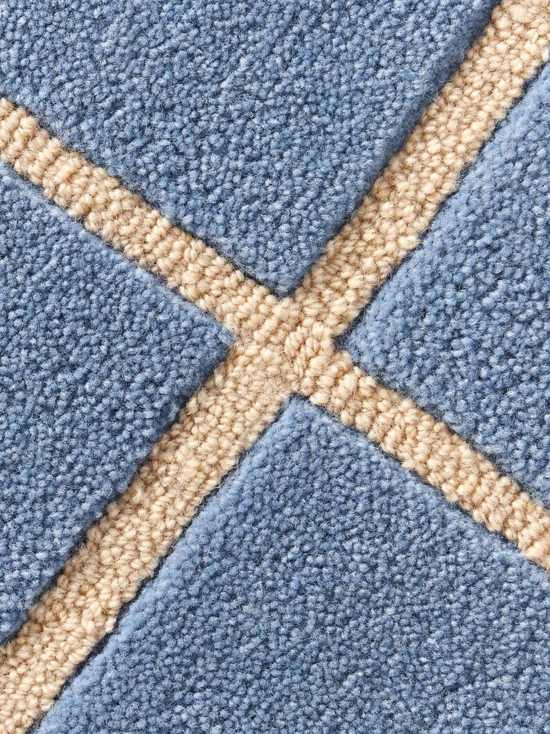 Blue Checked Rug Blue Checkered Area Rug, Modern Grid Pattern Carpet, Scandinavian ...