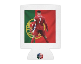 Cristiano Ronaldo Portugal Flag Can Cooler | Soccer Player Bottle Koozie