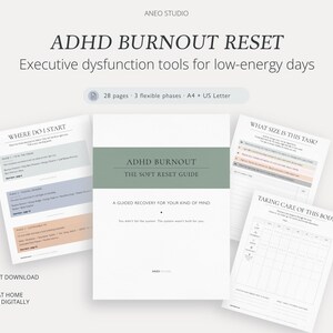 Executive Dysfunction Planner and ADHD Burnout Workbook for Low-Energy Days and Gentle Routines