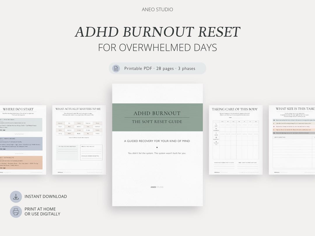 ADHD Burnout Reset for Overwhelmed Women • Low Energy Planner • Gentle ...