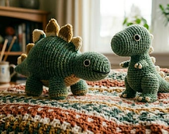 Patrón de dinosaurio a crochet: guía detallada y fácil para crear juguetes amigurumi.