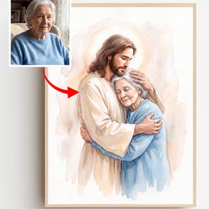 Personalized Jesus Hug Portrait Christian Print Comforting Faith Decor (Digital Download)