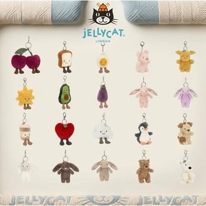 Jellycat pluche sleutelhanger met originele stofzak - Kawaii Soft Bag Charm accessoire en esthetische rugzaksleutelhanger