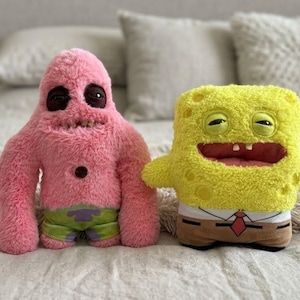 Funny Fuggler SpongeBob SquarePants knuffel (23 cm) - pluche Patrick Star Fuggler, pluche SpongeBob Fuggler - schattig lelijk monster - cadeau voor kinderen