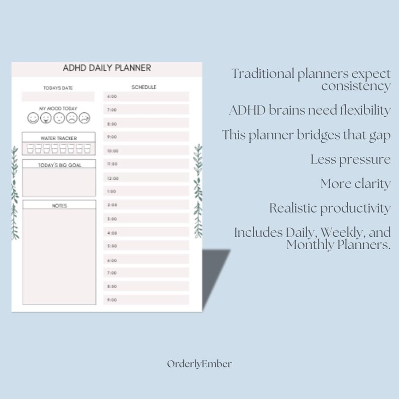 ADHD Planner Printable Bundle | Daily Weekly Monthly Pages ...