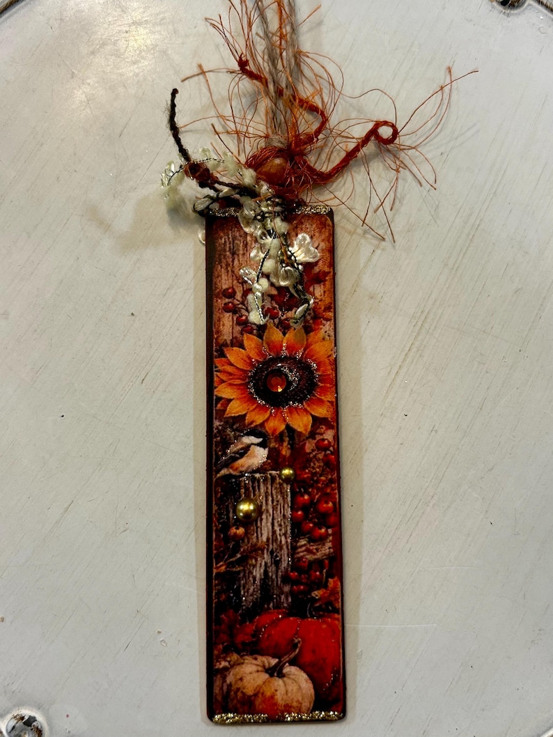 Autumn Art Bookmarks – Handmade Mixed Media Fall Bookmarks, Vintage ...