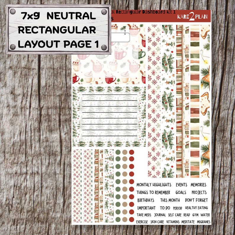 Plum Paper 7x9 Neutral Rectangular Planner Dashboard Stickers, Season's