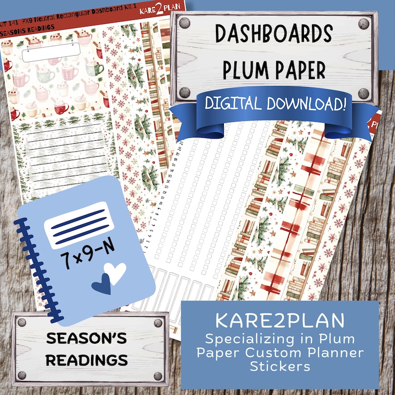 Plum Paper 7x9 Neutral Rectangular Planner Dashboard Stickers, Season's