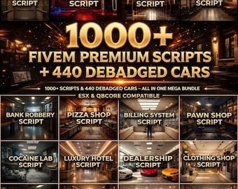 FiveM/ Mega Script Bundle/Más de 1000 scripts de FiveM + 440 coches sin insignias/ Alta calidad/ Mod/ Optimizado