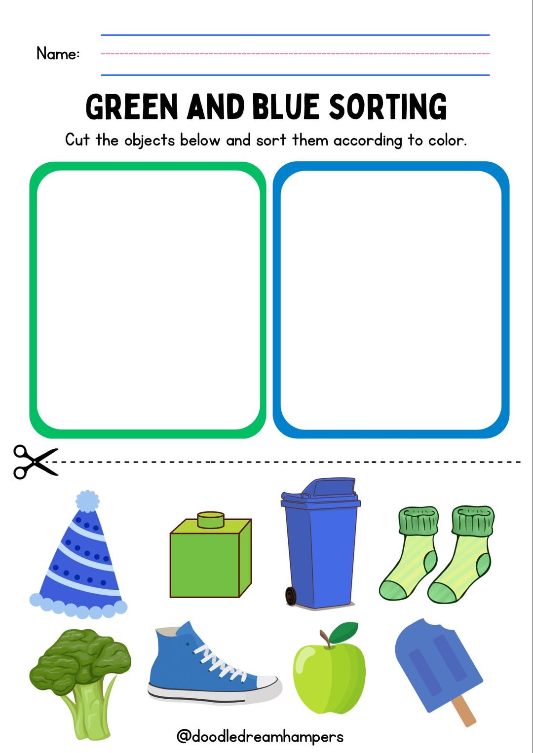 Color Sorting Cut and Paste Worksheets (printable, 6 Pages) - Etsy