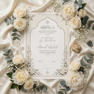 Editable Nikkah Certificate DIY Islamic Nikah Nama Canva Template Nikkah Contract (Instant Download)