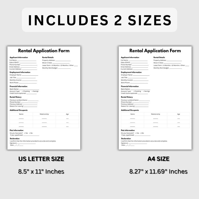 Printable Rental Application Form. Landlord Rental Application. Tenant ...