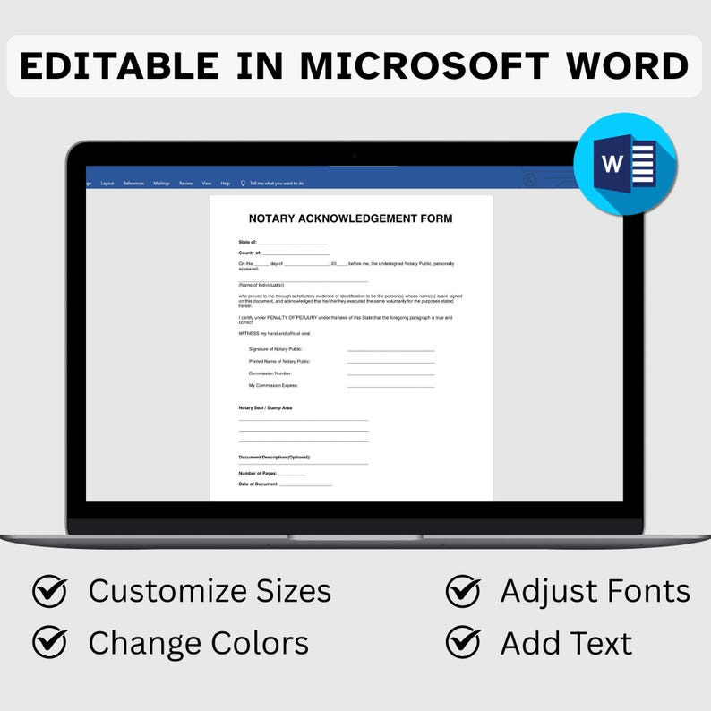 Notarization Template.pdf Notary Acknowledgement Form | Printable Notary Letter & Notarization ...