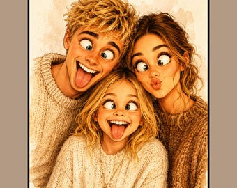 Custom Caricature Portrait from Photo, Funny Personalised Digital Gift, Custom Couple, Family & Pet Caricature Drawing - Instant Delivery
