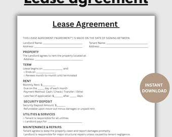 Editable Rental Agreement Template, Printable Lease Agreement, Residential Housing Agreement, Home Rental Agreement Canva & MS Word PDF