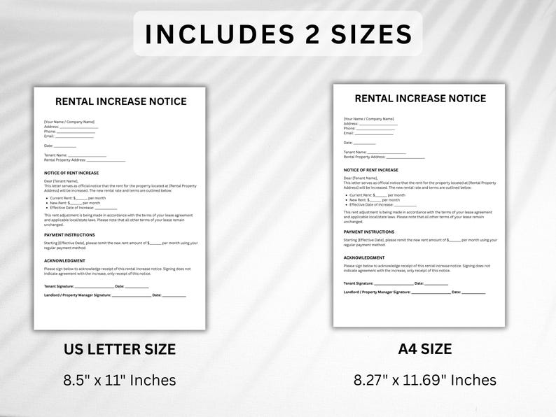 Hud Rent Increase Form.pdf Editable Rental Increase Notice Form (word, PDF, Canva) - Etsy