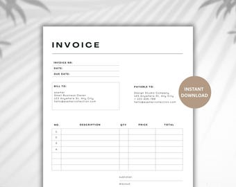 Editable Invoice Template: Professional Business Form (Canva, Word, PDF)