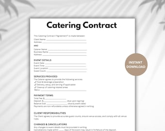 Editable Catering Contract Template (Digital Download)