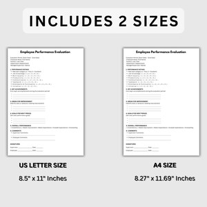 Employee Performance Evaluation Template. Employee Performance Review. Printable Human Resources Form. Editable, MS Word, Canva. Instant PDF