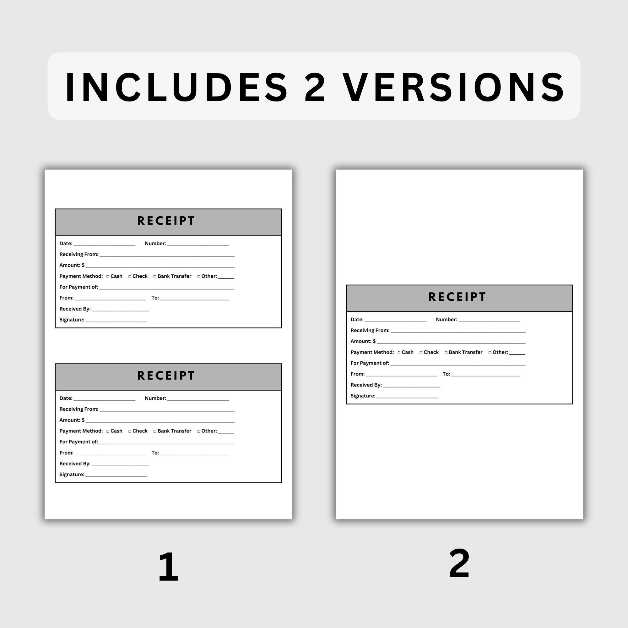 Editable Receipt Template, Simple Business Receipt, Sales Receipt PDF ...