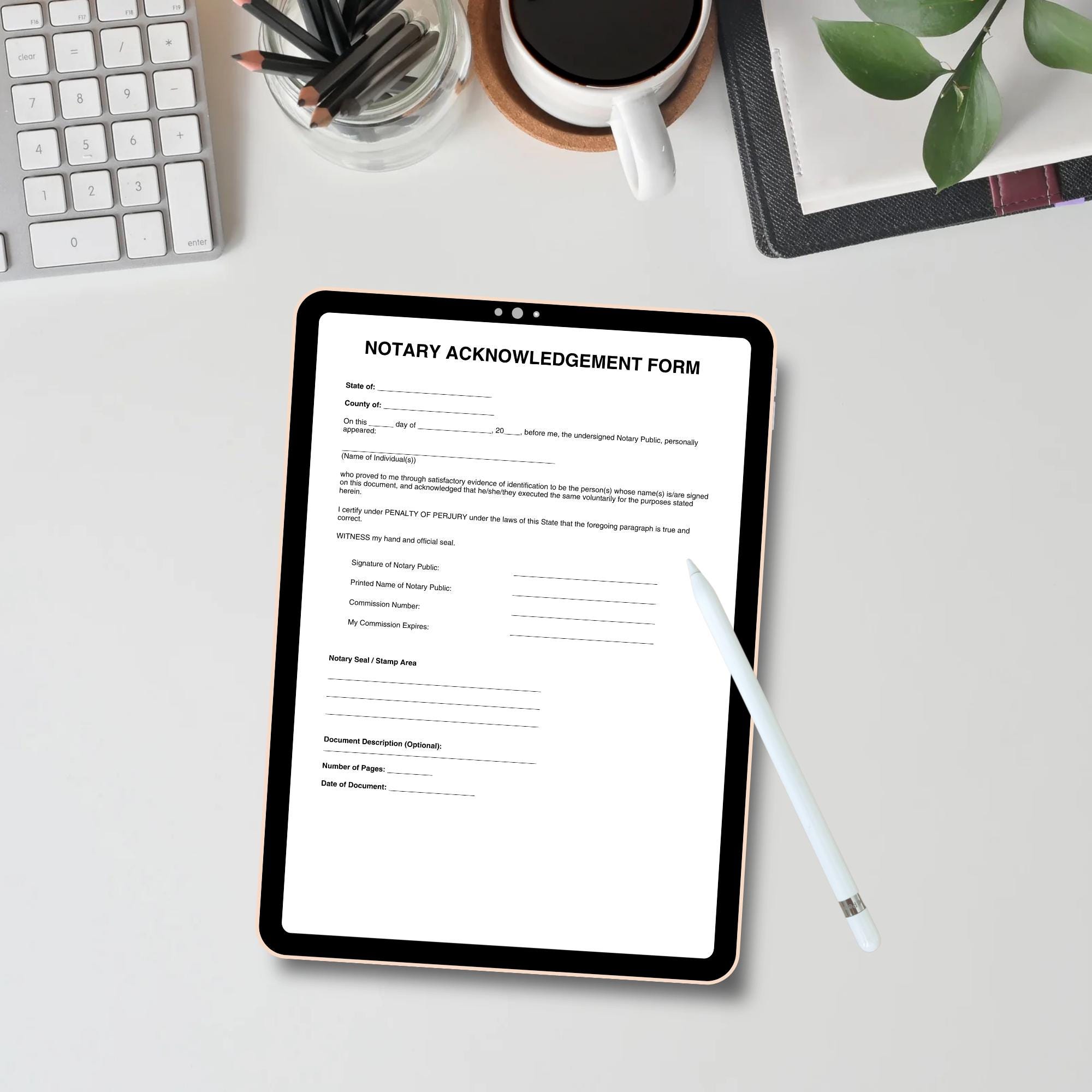 Notarization Template.pdf Notary Acknowledgement Form | Printable Notary Letter & Notarization ...