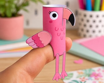 Printable Flamingo Finger Puppets Craft PDF | DIY Paper Animal Activity for Kids | Preschool Summer Craft | Instant Download