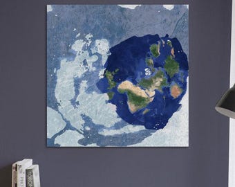Plasmen Mond Flache Erde Weltkarte Reich Kosmos Jenseits der Eiswand der Antarktis Terra Infinita Vibe Ewaranon Nordpol Wand Kunst Druck Geschenk