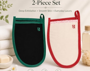 80 Factor Turkish Exfoliating Shower Mitt Set – 2 Pack Silk Bath Gloves