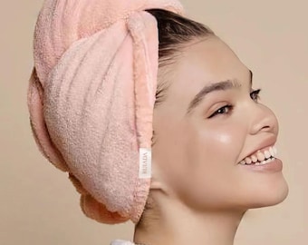 100% Cotton Hair Towel Wrap with Button & Elastic – Quick Dry