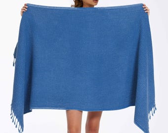 Waffle Weave Turkish Cotton Peshtemal – Soft, Quick-Dry Beach Towel