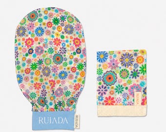 Flowers Series 100% Floss Silk Exfoliating Mitt – Ultra Soft Turkish Bath Glove