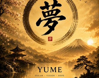 Dream Kanji Wall Art, YUME Japanese Zen Poster, Enso Circle Minimalist Print, Inspirational Japanese Decor, Digital Download