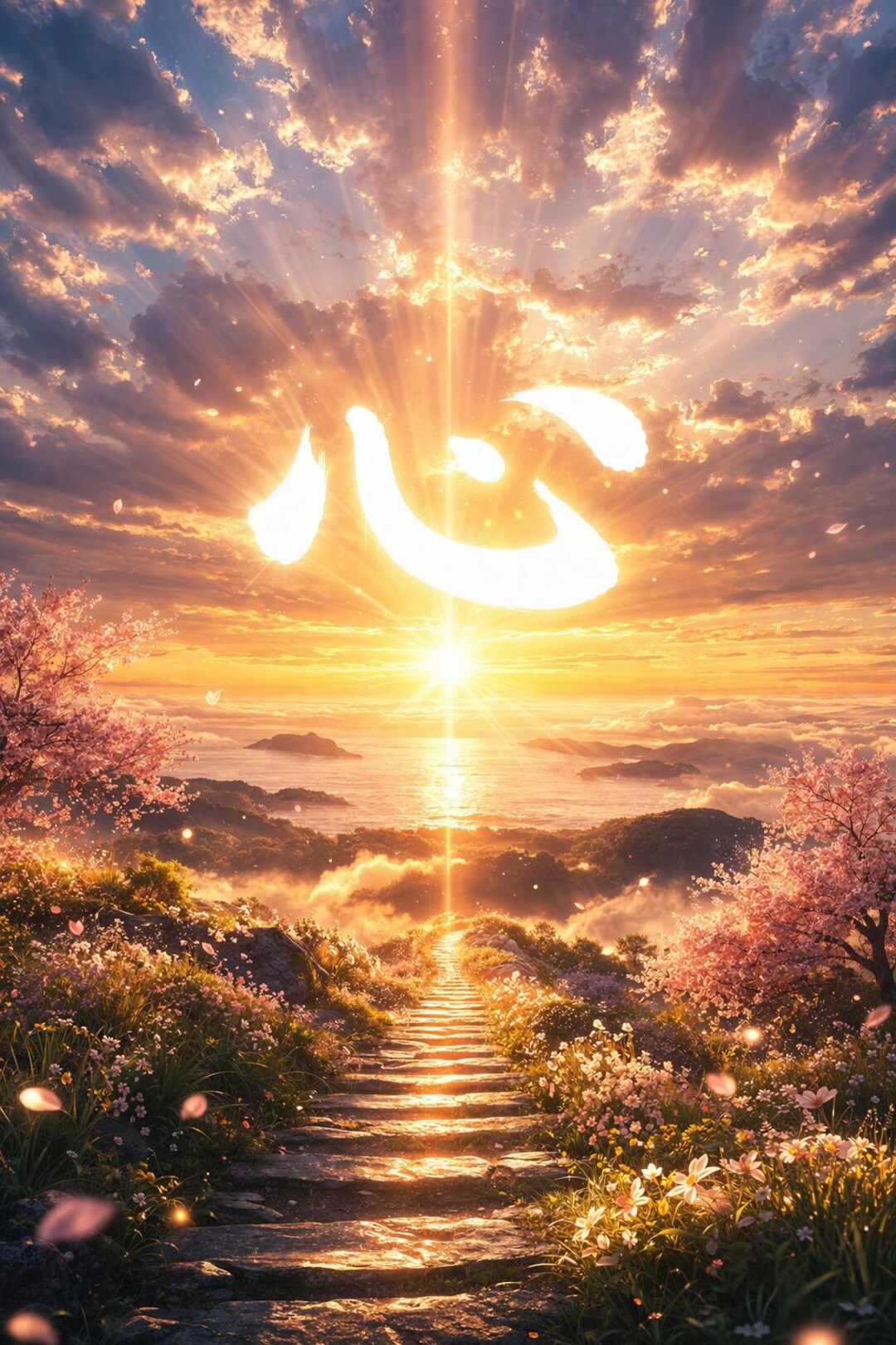 Japanese Kanji “kokoro” Wall Art – Light of Hope Zen Poster