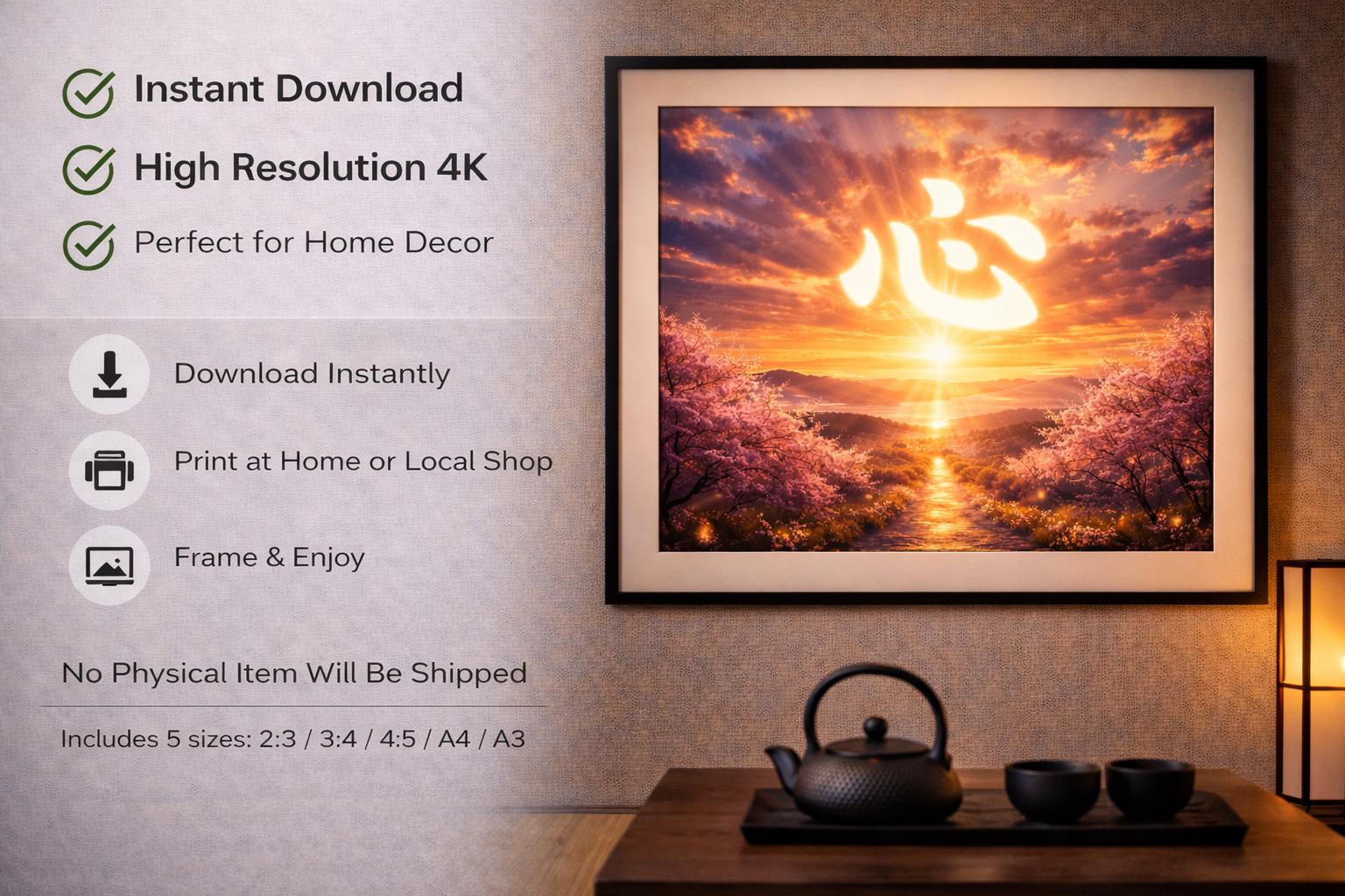 Japanese Kanji “kokoro” Wall Art – Light of Hope Zen Poster