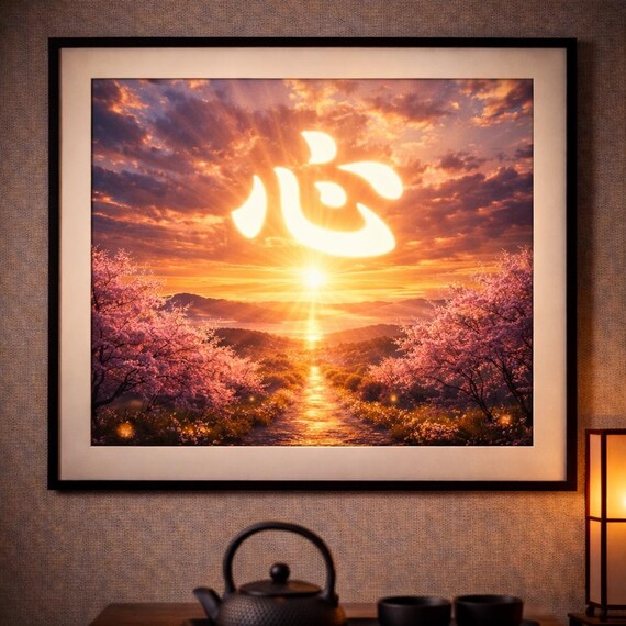 Japanese Kanji “kokoro” Wall Art – Light of Hope Zen Poster