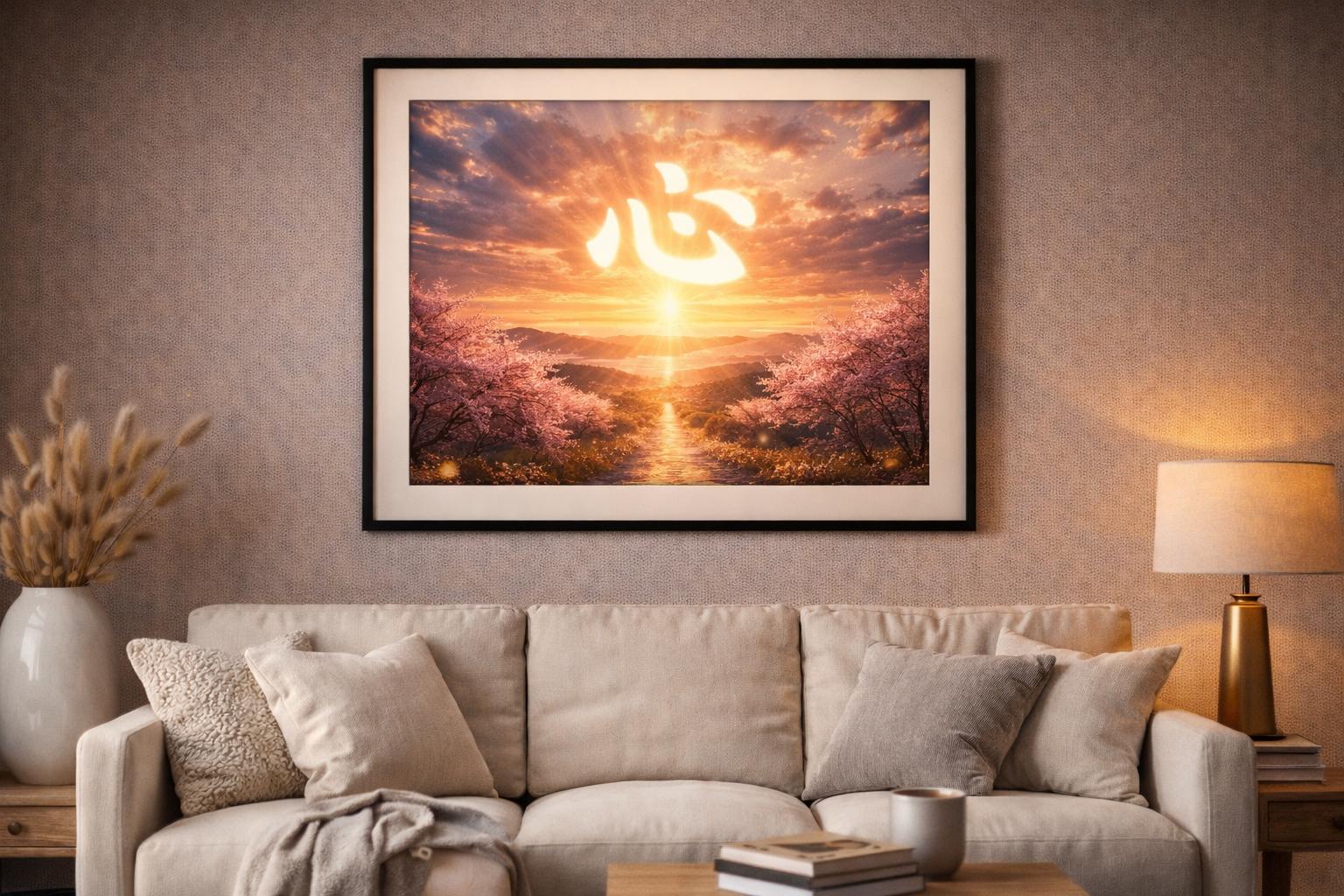 Japanese Kanji “kokoro” Wall Art – Light of Hope Zen Poster