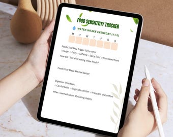 Food Sensitivity Tracker, Daily Health Log, Nutrition Journal (Digital Download)