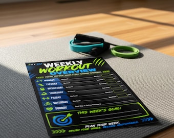 Beginner Workout Schedule Printable, Fitness Tracker, Exercise Planner (Digital Download)