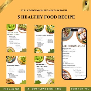 5 Receitas Saudáveis de Alto Desempenho PNG PDF Guia de Nutrição e Rejuvenescimento Corporal Caderno de Exercícios para o Sucesso Culinário de Elite Kit Digital