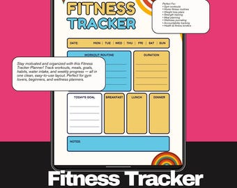 Fitness Tracker Planner: Workout Log, Gym Performance, Body Transformation (PDF PNG)