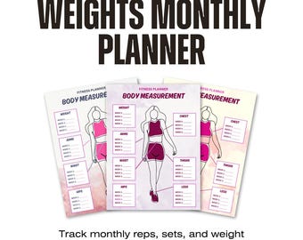 Monthly Weightlifting Tracker: Strength Evolution Log (PDF PNG)