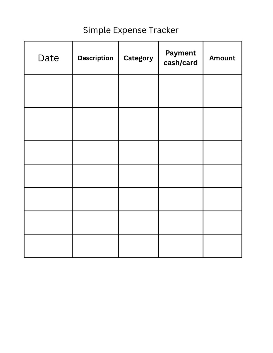 Simple Expense Log Digital Printable Only - Etsy