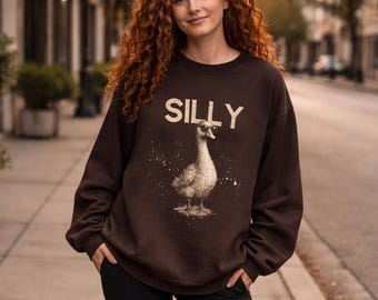 Unisex Silly Goose Sweatshirt - Goose on the Loose Crewneck, Funny Goose Shirt