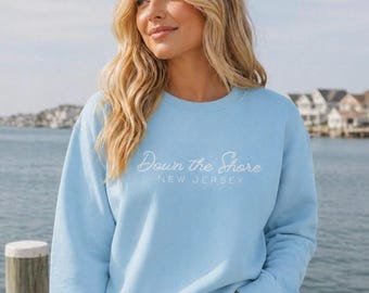 Jersey Shore Sweatshirt, Down the Shore Crewneck, Jersey Beaches, NJ Souvenir, Comfort Colors, New Jersey Shirt