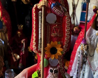 Red Santa Muerte Statue