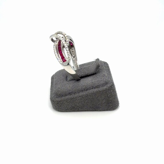 18K White Gold Ruby Diamond Infinity Band Ring, N… - image 5